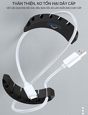 Kẹp Giữ Dây Sạc Silicone Cố Định Chống Rối Dây Điện Hamart Keo Acrylic Siêu Dính Tường Tiện lợi - Hàng Nhập Khẩu