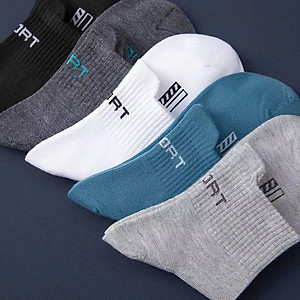 Set 5 đôi tất vớ nam cổ cao Sport nhiều màu sắc, chất liệu cotton khử mùi thoáng khí