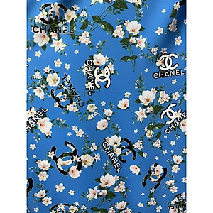 Áo dài truyền thống may sẵn hoa nhí xanh dương (ảnh thật)