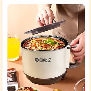 Nồi Lẩu Điện Mini 1.5L Mishio MK392 600W lòng nồi inox 304 không gỉ sét - hàng chính hãng