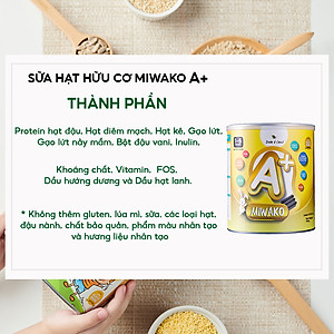 Sữa Miwako A+ Sữa Hạt Cho Bé Tăng Chiều Cao Ngủ Ngon Phát Triển Thông Minh, Sữa Không Đường 700g Vị Vani x3 Hộp - miwako