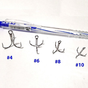 Combo 10 Lưỡi  Câu 3 Tiêu có ngạnh Thép không rỉ gắn mồi giả, câu lure lưỡi ba tiêu LC-6