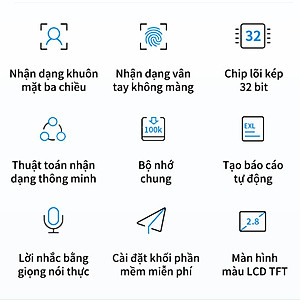 Máy Chấm Công Quét Vân Tay Và Nhận Dạng Khuôn Mặt Deli – Hàng Chính Hãng - Màu Đen Phù Hợp Văn Phòng- Liên Kết File Excel Nhanh Chóng - E3765