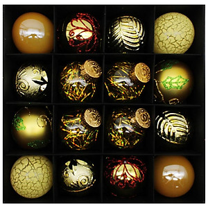 Hộp 16 Trái Châu Trang Trí Giáng Sinh - LK16-G17 - Màu Vàng Gold