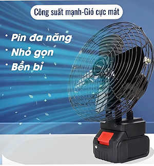 Quạt Sắt Mini Sạc Tích Điện GDV Siêu Mát Dùng Chân Pin Phổ Thông Pin 10Cell - Hàng Chính Hãng