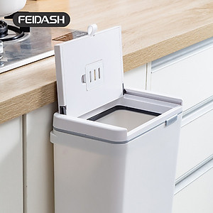 Thùng Rác Thông Minh Treo Tủ Bếp Thiết Kế Nắp Mở Đa Chiều - Có Thanh Treo Cửa Tủ Bếp FEIDASH TG3680