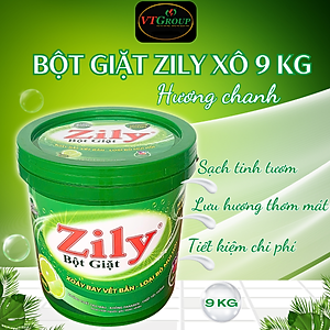 Bột Giặt Zily Hương Chanh Xô 9 Kg - Tặng 5 Gói Xả Vải Zily 22ml