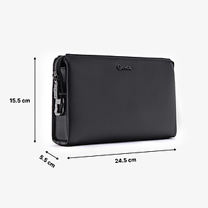 Ví Cầm Tay Clutch Nam Chính Hãng GENCE RB06 Da Bò Khóa Vân Tay Cao Cấp Màu Đen