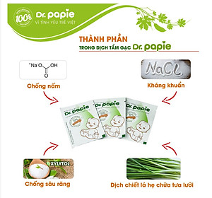 Gạc Rơ Lưỡi, Vệ Sinh Răng Miệng Cho Bé Dr Papie (Tách lẻ 10 gói)