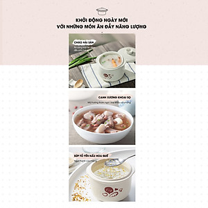 Nồi nấu cháo chậm, ninh hầm cách thủy Bear DDZ-B08C1 dung tích 0.8L Kèm Lồng Hấp 1L Hàng chính hãng