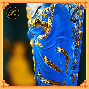 Tượng phật dược sư lưu ly tượng dược sư đứng hào quang xanh dương trang trí 23cm phong thủy, thờ cúng Diệu Tâm