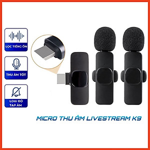 Micro thu âm không dây K9 cài áo lọc tiếng ồn cao cấp dùng để Livestream, quay video, ghi âm cho điện thoại - Hàng chính hãng