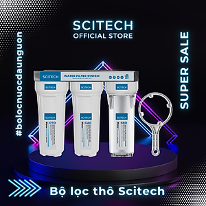 Bộ lọc nước sinh hoạt, bộ ba lọc thô 10 inch Aquafitt by Scitech (3 cấp lọc) - Hàng chính hãng
