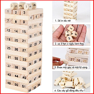 Đồ Chơi Rút Gỗ Cỡ Lớn Cao Cấp – Chọn Size - 54 Thanh Rút Gỗ Kèm 4 Con Súc Sắc Cho Bé – Bộ Đồ Chơi Rút Gỗ Chính Hãng miDoctor