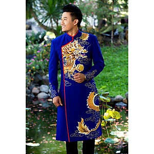 Áo dài cách tân nam chất gấm thương Hải