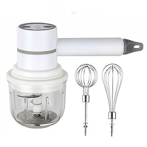 Hàng Chính Hãng - Bộ Máy Đánh Trứng Kèm Xay Tỏi Ớt, Đánh Kem, Trộn Bột, Máy Cầm Tay Không Dây Đa Năng Tiện Dụng 3 Trong 1