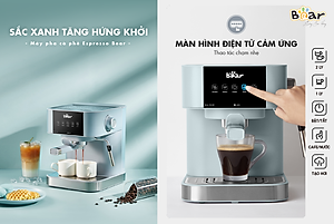 Máy Pha Cà Phê Tự Động Espresso BEAR CF-B15V1 Với Công Thức Pha Nespresso, Americano, Cappuccino Tạo Bọt Sữa Dễ Dàng Áp Suất 15 Bar Công Suất 950 W - Hàng Chính Hãng