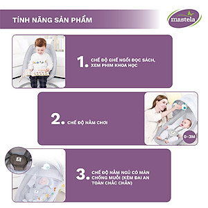 Nôi ru ngủ thư giãn kết hợp ghế ngồi đọc sách cho bé có nhạc Mastela 8104/8106 - điều khiển từ xa - kết hợp Bluetooth