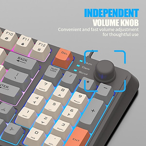 Bàn Phím Led Rainbow Gaming Giả cơ K82 có núm chỉnh âm lượng cho máy tính , laptop hàng nhập khẩu