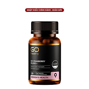 Viên uống viêm đường tiết niệu nhập khẩu chính hãng New Zealand GO CRANBERRY 60000+ (30 viên) hỗ trợ điều trị viêm đường tiết niệu, viêm phụ khoa, giảm tiểu buốt, tiểu dắt, tiểu đêm, khó đi tiểu