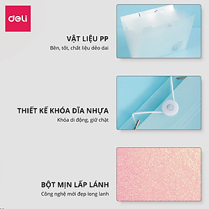 Cặp Túi Đựng Tài Liệu A4 Deli File Đựng Tài Liệu Hồ Sơ 8 Ngăn Túi Hồ Sơ Văn Phòng File Lưu Trữ Đa Năng Nhiều Màu Pastel