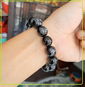 VÒNG TAY NAM ĐÁ KHẮC HÌNH HOA SEN SIZE 14LY THỜI TRANG