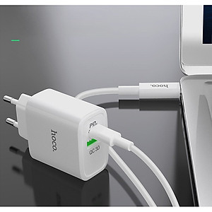 Cốc sạc củ sạc nhanh 2 cổng Hoco C57A pd18w - sạc nhanh quick charge 3.0 - hàng chính hãng