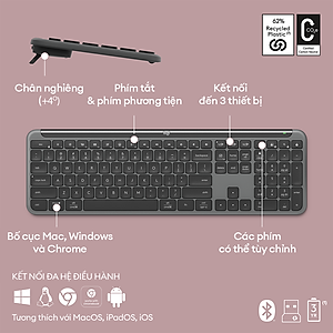 Bàn phím không dây mỏng Logitech Signature K950 - Hàng Chính Hãng