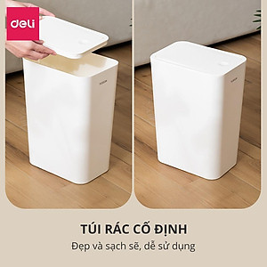 Thùng Rác Nắp Bật Nhấn Nút Thông Minh Deli - Tiết Kiệm Không Gian Nhựa PP Nguyên Sinh Hạn Chế Mùi Hôi Kháng Khuẩn Sọt Rác Văn Phòng Nhà Bếp - 1108 1109
