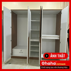 [Kèm Ảnh Thực Tế - Miễn phí vận chuyển & Lắp đặt] TỦ QUẦN ÁO GỖ CÔNG NGHIỆP CAO CẤP 5 CÁNH OHAHA - TQA039