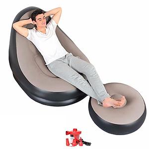 Ghế đệm hơi tựa lưng tặng kèm bơm điện 2 chiều