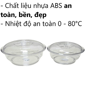 Âu thố trong Nhựa cao cấp giả thủy tinh trong suốt đựng cơm canh có nắp đậy size trung (21*12*10cm) - HÀNG VIỆT NAM