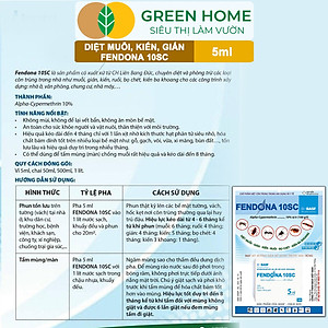 Thuốc Diệt Muỗi Greenhome, Fendona 10sc, Gói 5ml, Hiệu Quả, Không Mùi, Dễ Dùng, Diệt Gián, Ruồi, Kiến Ba Khoang