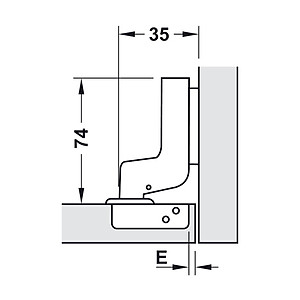 Bản lề giảm chấn Hafele Inox 304 lọt lòng - Cong nhiều - 315.06.752 + Đế bản lề