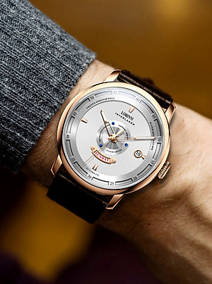 Đồng hồ nam chính hãng LOBINNI LB18071G-D1 hàng mới fullbox ,kính sapphire,chống xước,chống nước 50m,Bh 24 tháng,máy cơ (automatic),mặt trắng dây da nâu xịn