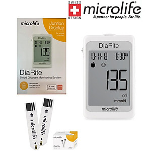 Trọn bộ máy đo đường huyết Microlife Diarite BGT gồm máy và 50 que test
