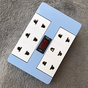 Ổ cắm Xoay 90° Điện Quang ĐQ ESK RT 6GW (6 lỗ, màu xanh lá trắng)