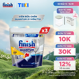 Combo 3 túi viên rửa chén bát Finish Powerball Quantum 21 viên/túi