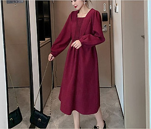 Váy Bầu Công Sở Thu Đông Azuno AZ1811 Chất Liệu Nhung Ép Cao Cấp Mẫu Mới