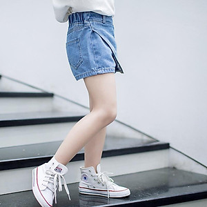 Quần jean ngắn giả váy cho bé gái Easy Baby, váy jean thời trang cho bé từ 14-26kg (JS-425G)