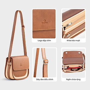 Túi Yuumy ( Thời trang nữ phối nắp gập size 21 - Túi đeo chéo da Bergen YN273 )