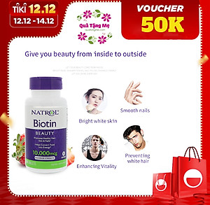 Biotin mọc tóc Natrol Beauty Mỹ hỗ trợ tóc mọc nhanh hơn, dày hơn, cho mái tóc khỏe mạnh, làn da rạng rỡ và móng tay chắc khỏe - QuaTangMe Extaste