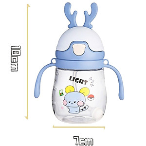 Bình Nước Có Ống Hút Cho Bé Tập Uống Có Van Chống Sặc Cao Cấp 300ml Bằng Nhựa PP Chịu Nhiệt Tốt Có Tay Cầm Tiện Lợi - HÀNG LOẠI 1- CHÍNH HÃNG MINIIN