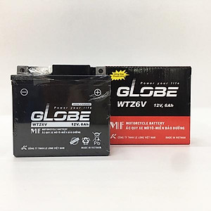 Bình Ắc Quy Khô Xe Máy GLOBE WTZ6V 12V6AH dùng cho NOZZA, AirBlade, SH MODE, SH Việt Nam