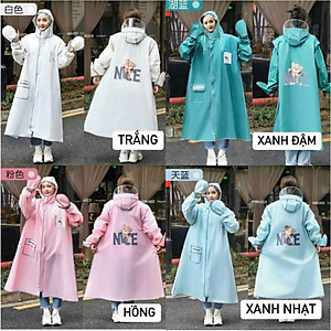Áo Mưa Thời Trang Họa Tiết Gấu Nice Thiết Kế Thân Dài Có Kính Chắn Mưa Và Bao Tay Tiện Lợi- CÓ 4 MÀU - LOẠI 1 - HÀNG CHÍNH HÃNG MINIIN