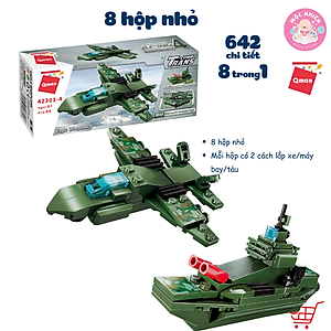 Đồ chơi lắp ráp xếp hình 8 trong 1 chủ đề quân sự Qman 42301 - Xe tăng quân sự (642 chi tiết)