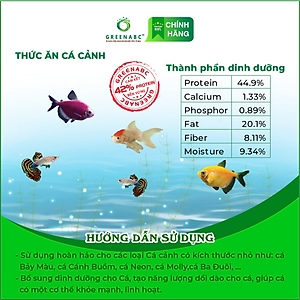 Thức ăn Cá Neon, Cánh Buồm, Molly, 7 màu, 3 đuôi ... GREENABC – Hàm lượng protein 42% cho năng lượng dồi dào, tiêu hóa tốt, tăng đề kháng, lên màu đẹp – Hộp 40g