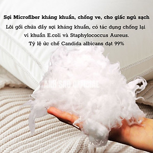1 Gối Lông vũ Microfiber Cao cấp A - Đạt Chứng nhận OEKO-TEK an toàn sức khỏe, không chứa chất độc hại - Gối nằm êm ái, mềm mịn, kháng khuẩn - Gối chuẩn khách sạn 5 sao