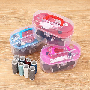 Hộp Kim Chỉ May Vá 2 Tầng – Có Kéo, Chỉ Màu, Kim, Khuy, Thước, Xỏ Kim,