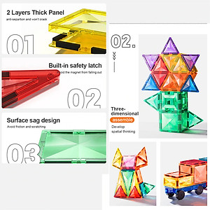 Đồ chơi xếp hình nam châm ánh sáng cầu vồng Mideer Colorful Magnetic Tiles cho bé từ 3 tuổi trở lên